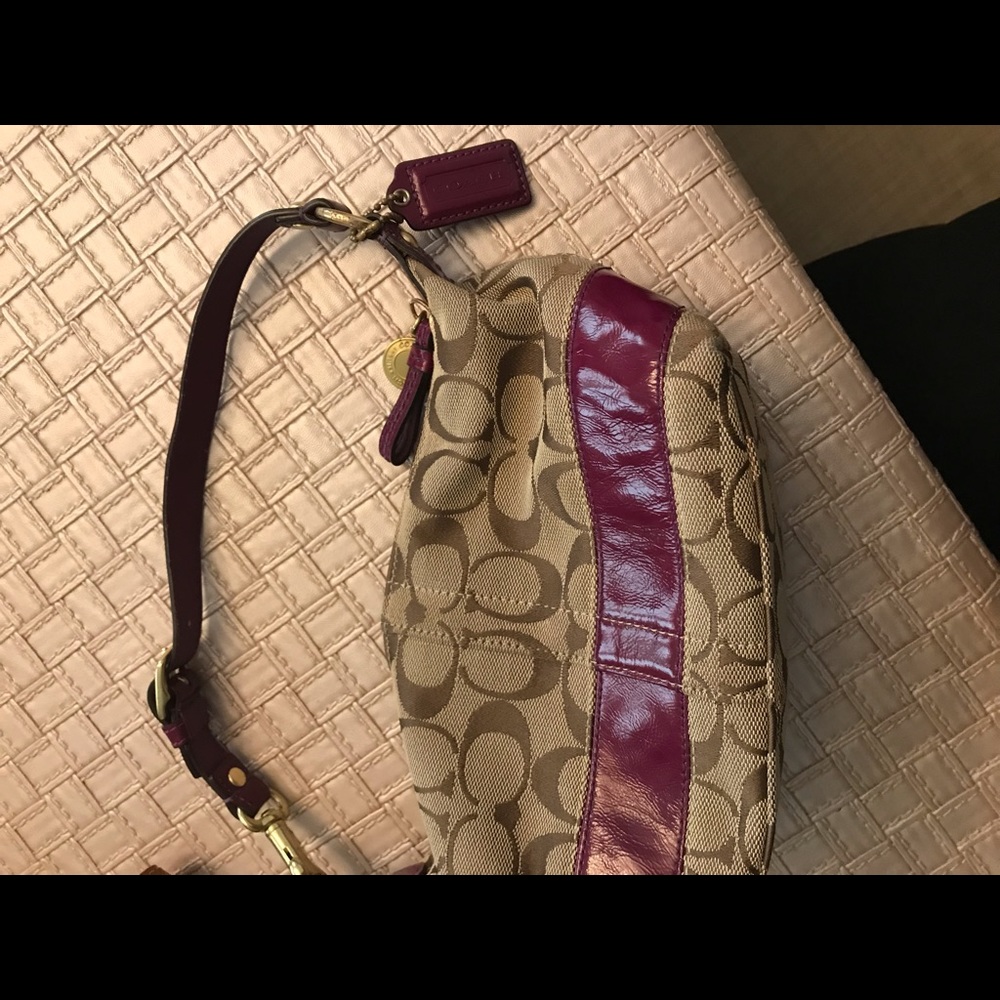 Coach signature stripe small tote